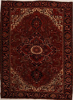 Persian Heriz Red Rectangle 8x11 ft Wool Carpet 14420