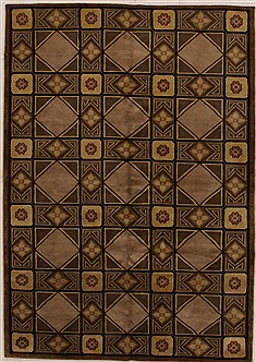 Indian Modern Brown Rectangle 6x9 ft Wool Carpet 14439