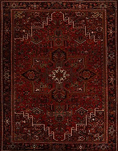 Persian Heriz Red Rectangle 10x13 ft Wool Carpet 14445