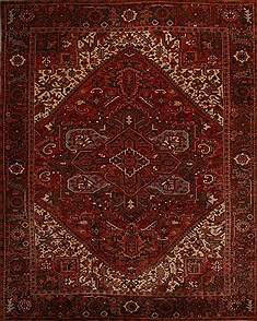 Persian Heriz Red Rectangle 10x13 ft Wool Carpet 14446