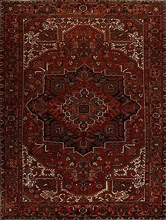 Persian Heriz Red Rectangle 10x13 ft Wool Carpet 14452