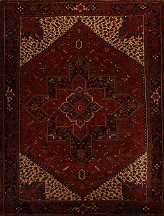 Persian Heriz Red Rectangle 10x13 ft Wool Carpet 14471