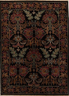 Indian Agra Black Rectangle 5x7 ft Wool Carpet 14514