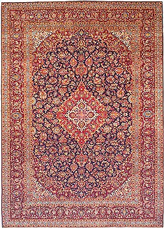 Persian Kashan Red Rectangle 10x13 ft Wool Carpet 14702