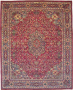 Persian Mashad Purple Rectangle 10x12 ft Wool Carpet 14707