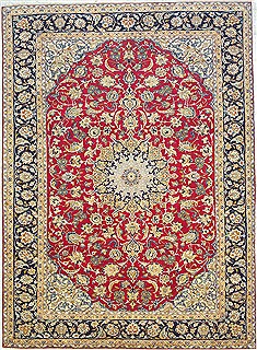 Isfahan Red Hand Knotted 9'7" X 13'2"  Area Rug 100-14713