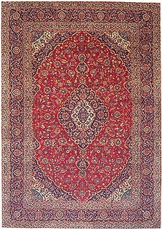 Persian Kashan Red Rectangle 9x13 ft Wool Carpet 14715