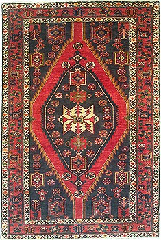 Persian Shahsavan Green Rectangle 5x7 ft Wool Carpet 14759