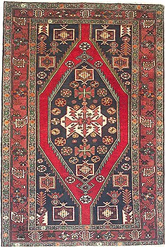 Persian Shahsavan Green Rectangle 5x7 ft Wool Carpet 14760
