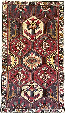 Persian Bakhtiar Blue Rectangle 4x6 ft Wool Carpet 14764