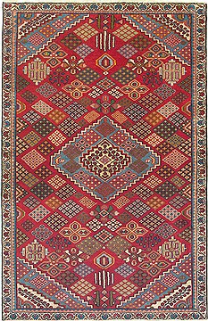Persian Joshaghan Red Rectangle 4x6 ft Wool Carpet 14766