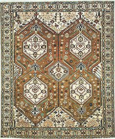 Persian Bakhtiar Brown Rectangle 10x14 ft Wool Carpet 14785