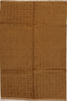 Indian Indo-Nepal Beige Rectangle 6x9 ft Wool Carpet 14923