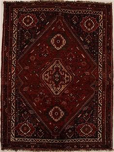 Persian Shiraz Red Rectangle 5x7 ft Wool Carpet 14961