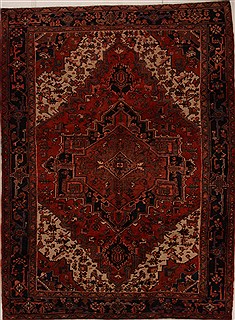 Persian Heriz Red Rectangle 7x10 ft Wool Carpet 14964