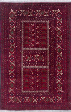 Khan Mohammadi Red Hand Knotted 6'4" X 9'6"  Area Rug 700-143477