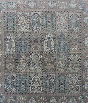 Indian Bakhtiar Multicolor Square 5 to 6 ft Wool Carpet 144928