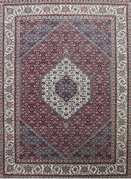 Indian Bidjar Red Rectangle 6x9 ft Wool and Silk Carpet 144933