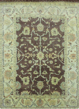 Indian Other Brown Rectangle 6x9 ft Wool and Silk Carpet 144936