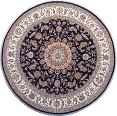 Indian Nain Blue Round 5 to 6 ft Wool Carpet 144959