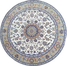 Indian Nain Beige Round 7 to 8 ft Wool Carpet 144960