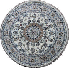 Indian Nain Beige Round 5 to 6 ft Wool Carpet 144961
