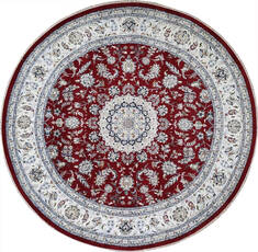 Indian Nain Red Round 7 to 8 ft Wool Carpet 144966