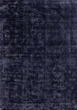 Pakistani Overdyed Black Rectangle 6x9 ft Wool Carpet 145012