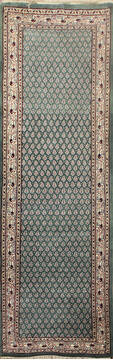 Persian Green Runner Hand Knotted 2'6" X 10'0"  Area Rug 902-145176