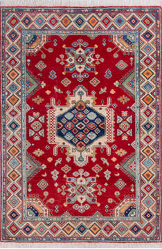 Kazak Red Hand Knotted 4'0" X 5'9"  Area Rug 700-146047