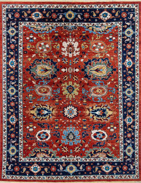 Afghan Chobi Red Rectangle 8x10 ft Wool Carpet 146150