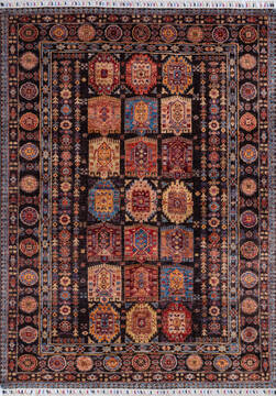 Afghan Chobi Black Rectangle 5x7 ft Wool Carpet 146377