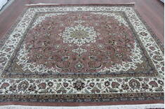Persian Beige Hand Knotted 8'8" X 8'8"  Area Rug 902-146603