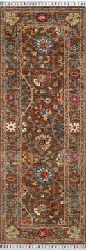 Chobi Brown Runner Hand Knotted 2'6" X 7'0"  Area Rug 700-147124