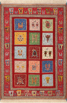 Persian Gabbeh Red Rectangle 3x5 ft Wool Carpet 147158
