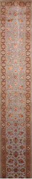 Indian Jaipur Grey Runner 16 to 20 ft Wool and Raised Silk Carpet 147191