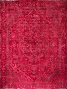 Pakistani Overdyed Red Rectangle 9x12 ft Wool Carpet 147478