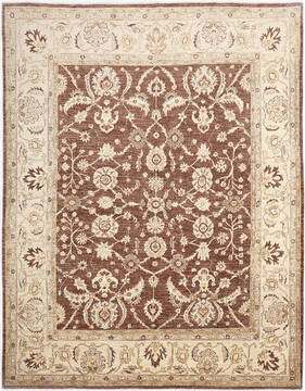 Pakistani Ziegler Brown Rectangle 8x10 ft Wool Carpet 147602
