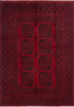 Afghan Other Red Rectangle 5x8 ft Wool Carpet 147829