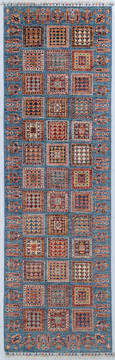 Chobi Blue Runner Hand Knotted 2'6" X 8'4"  Area Rug 700-148000