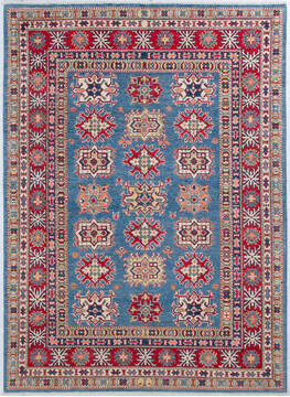 Afghan Kazak Light Blue Rectangle 5x8 ft Wool Carpet 148092