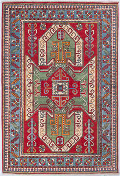 Kazak Red Hand Knotted 3'11" X 5'10"  Area Rug 700-148164