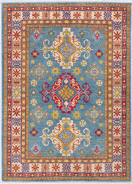 Afghan Kazak Light Blue Rectangle 4x6 ft Wool Carpet 148174