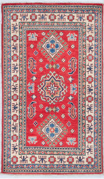Kazak Red Hand Knotted 2'7" X 4'4"  Area Rug 700-148181
