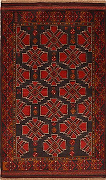 Afghan Baluch Black Rectangle 3x5 ft Wool Carpet 15119