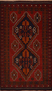 Afghan Baluch Red Rectangle 4x6 ft Wool Carpet 15151