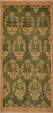 Pakistani Chobi Green Rectangle 4x6 ft Wool Carpet 15189