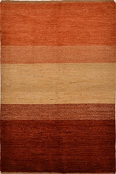 Pakistani Gabbeh Orange Rectangle 4x6 ft Wool Carpet 15206