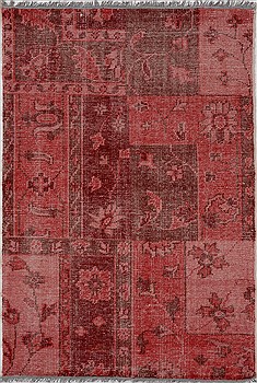 Patchwork Purple Hand Knotted 4'0" X 5'11"  Area Rug 100-15511