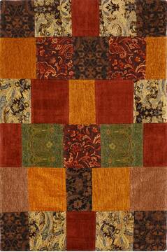 Indian Patchwork Multicolor Rectangle 4x6 ft Wool Carpet 15547